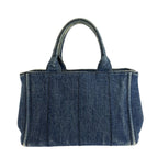 Prada Canapa Blue Gold Denim Tote Shoulder Bag 2-Way — view 2