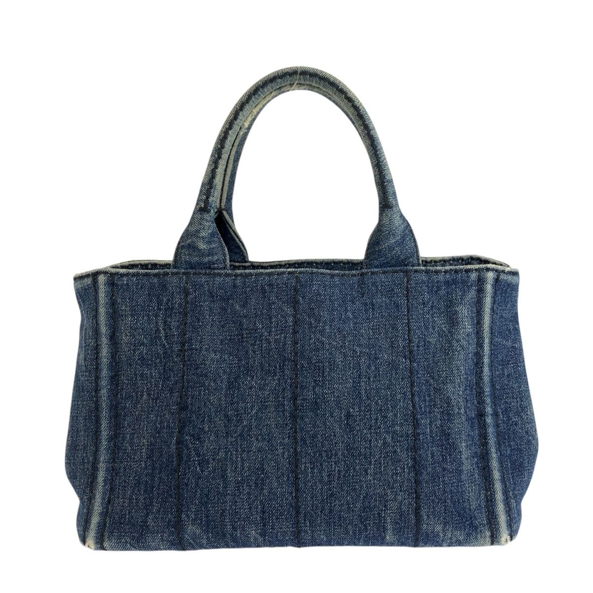 Prada Canapa Blue Gold Denim Tote Shoulder Bag 2-Way — view 2