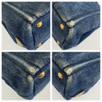 Prada Canapa Blue Gold Denim Tote Shoulder Bag 2-Way — view 4