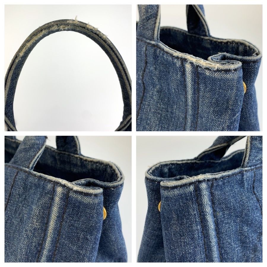 Prada Canapa Blue Gold Denim Tote Shoulder Bag 2-Way — view 5