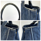 Prada Canapa Blue Gold Denim Tote Shoulder Bag 2-Way — view 5