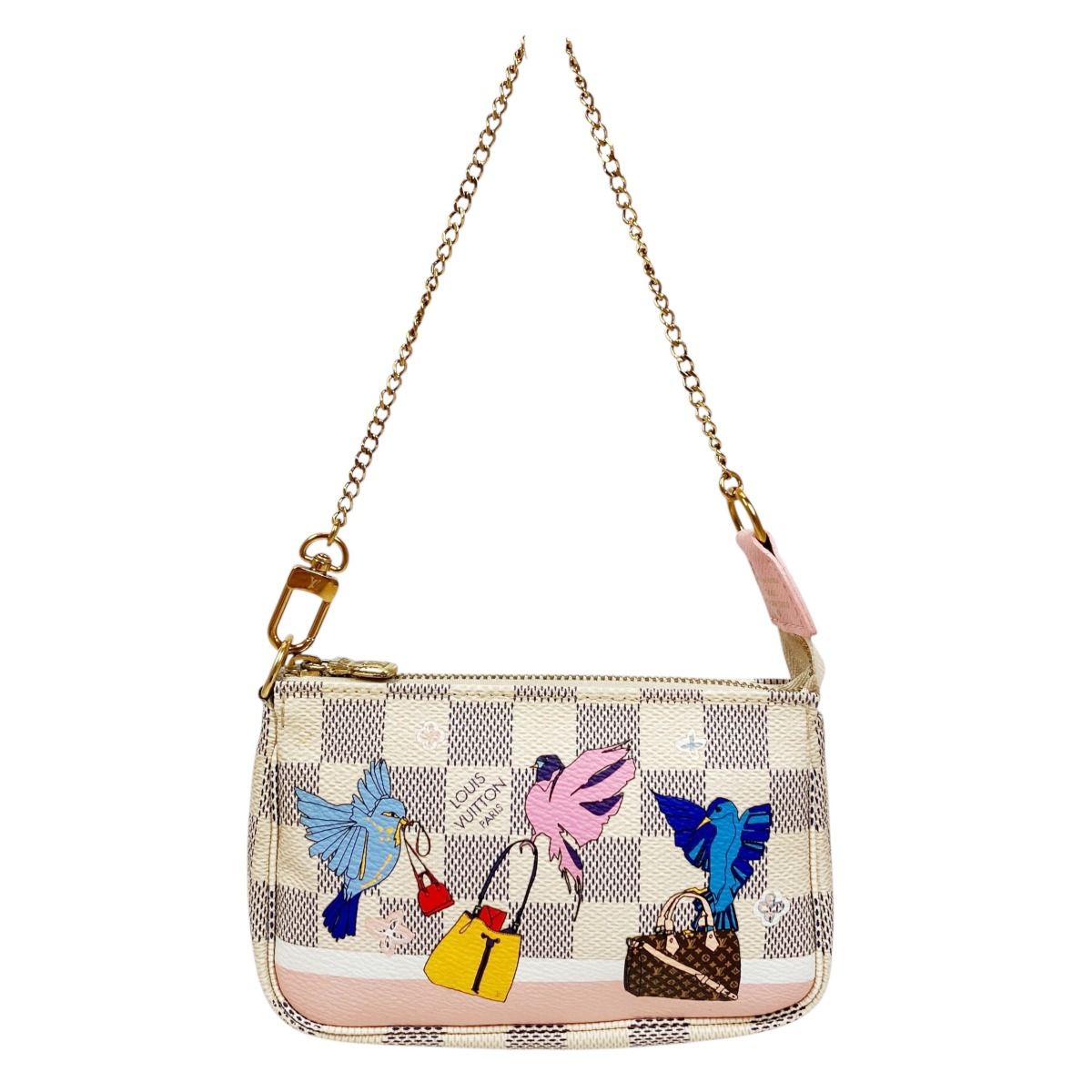 Louis Vuitton Mini Pochette Accessoires Damier Azur Pouch Canvas