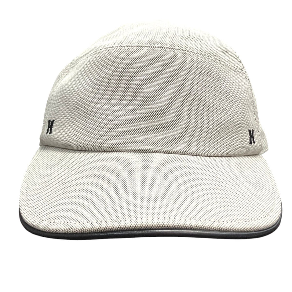 Hermes H Embroidery Cap Leather Canvas Hat