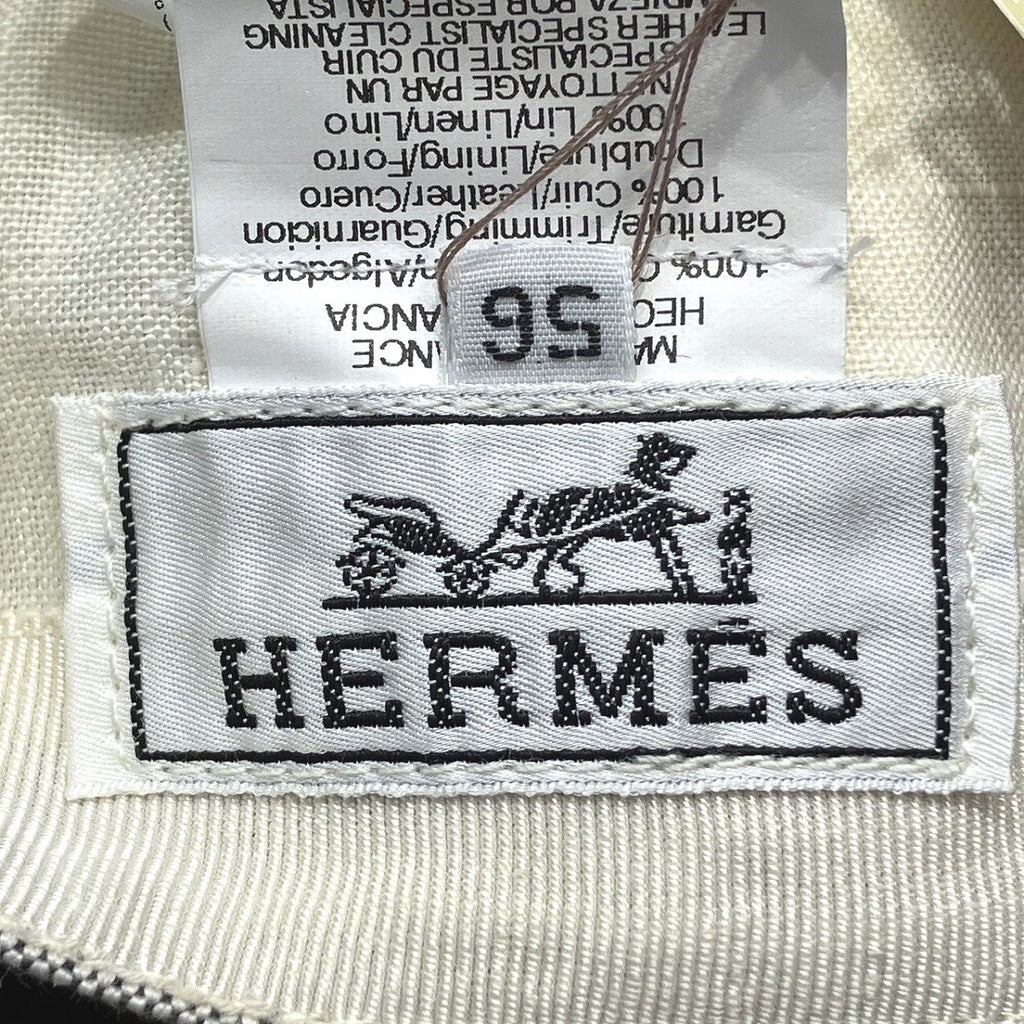 Hermes H Embroidery Cap Leather Canvas Hat — view 4