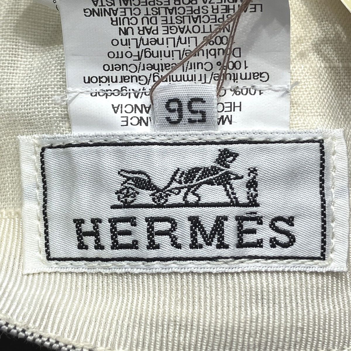 Hermes H Embroidery Cap Leather Canvas Hat — view 4