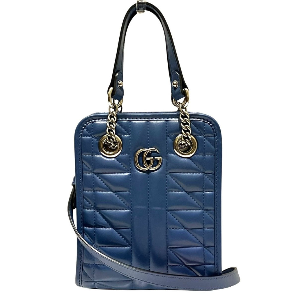 Gucci Quilted Mini GG Marmont Shoulder Bag Leather