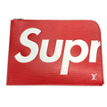 Louis Vuitton Supreme Collaboration Pochette Jules GM Epi Clutch Leather