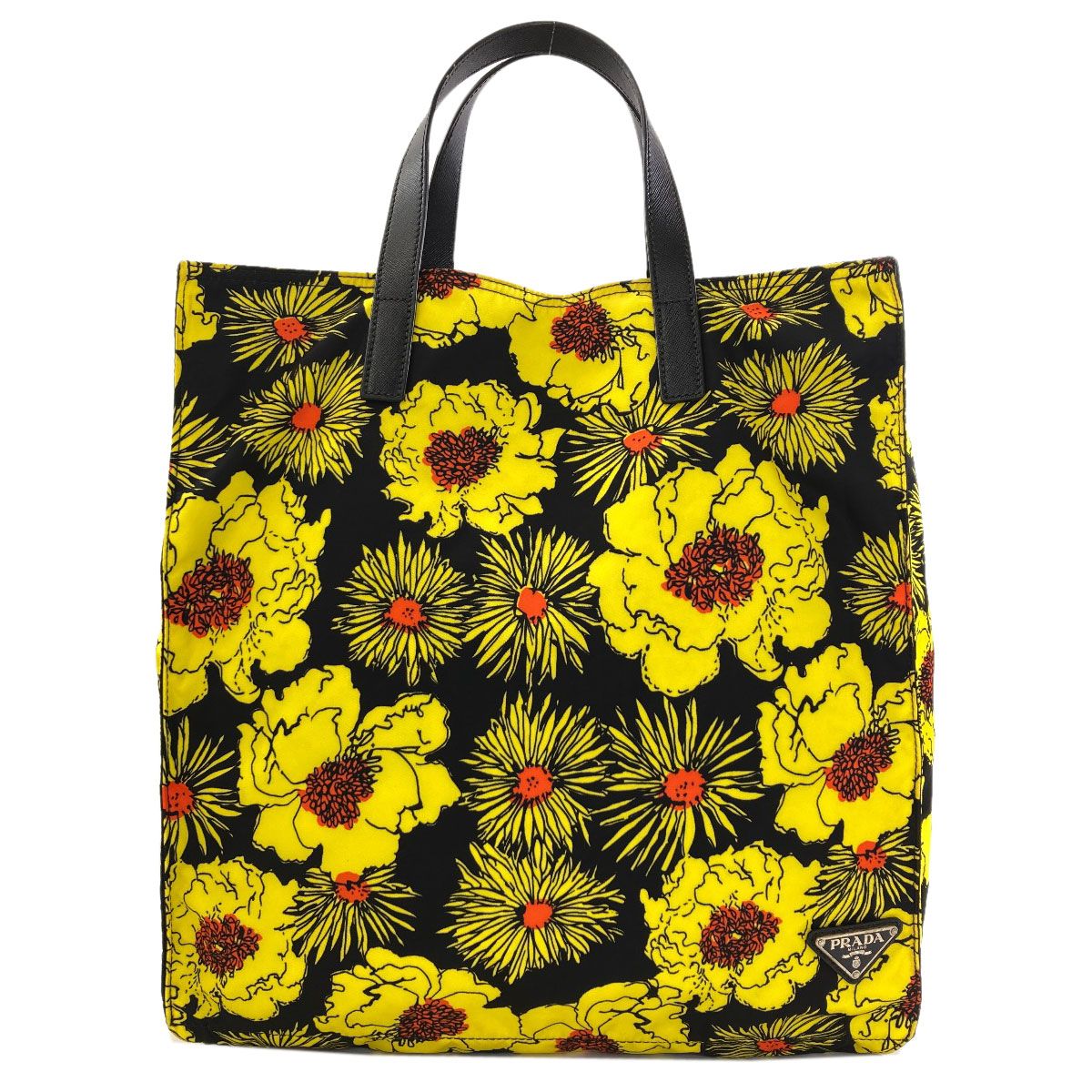 Prada Logo Flower Tote Bag Nylon