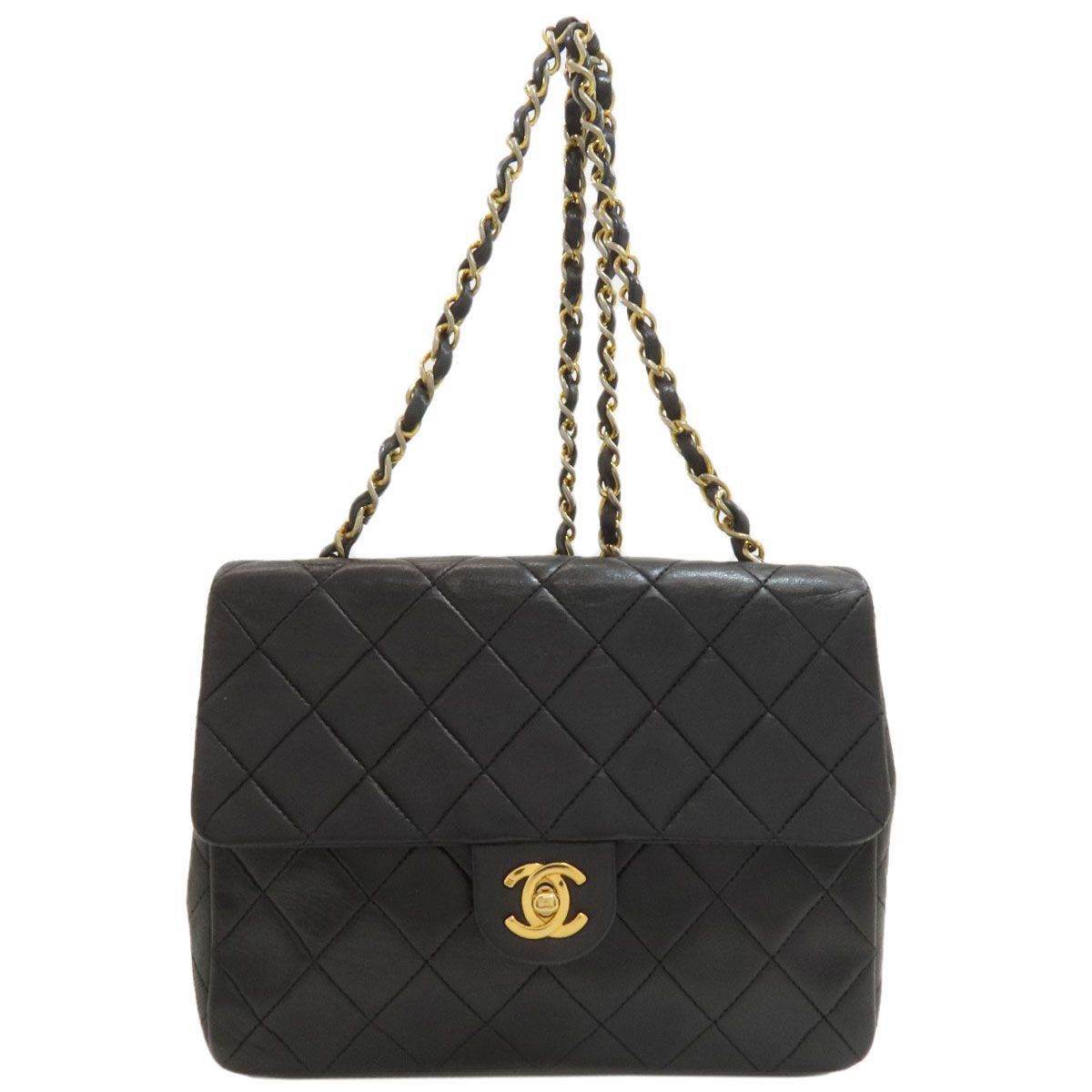 Chanel Quilted CC Logo Gold Shoulder Bag Lambskin