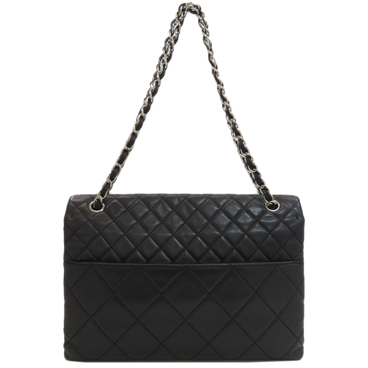 Chanel Quilted CC Logo Silver Shoulder Bag Calfskin — view 2