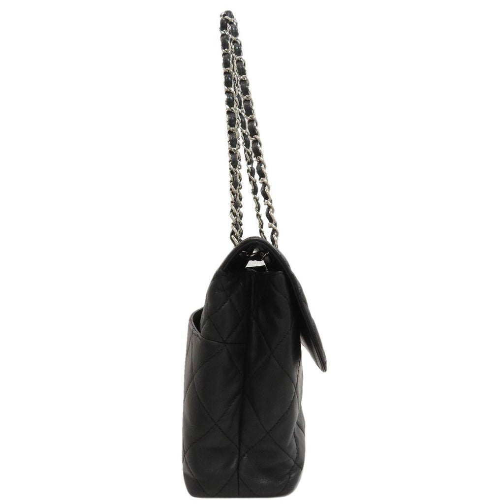 Chanel Quilted CC Logo Silver Shoulder Bag Calfskin — view 3