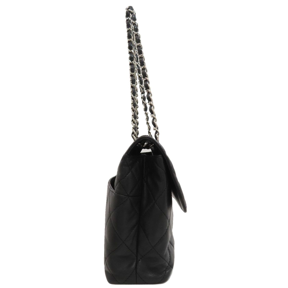 Chanel Quilted CC Logo Silver Shoulder Bag Calfskin — view 3