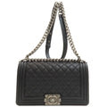 Chanel Boy Silver Shoulder Bag Calfskin