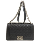 Chanel Boy Silver Shoulder Bag Calfskin