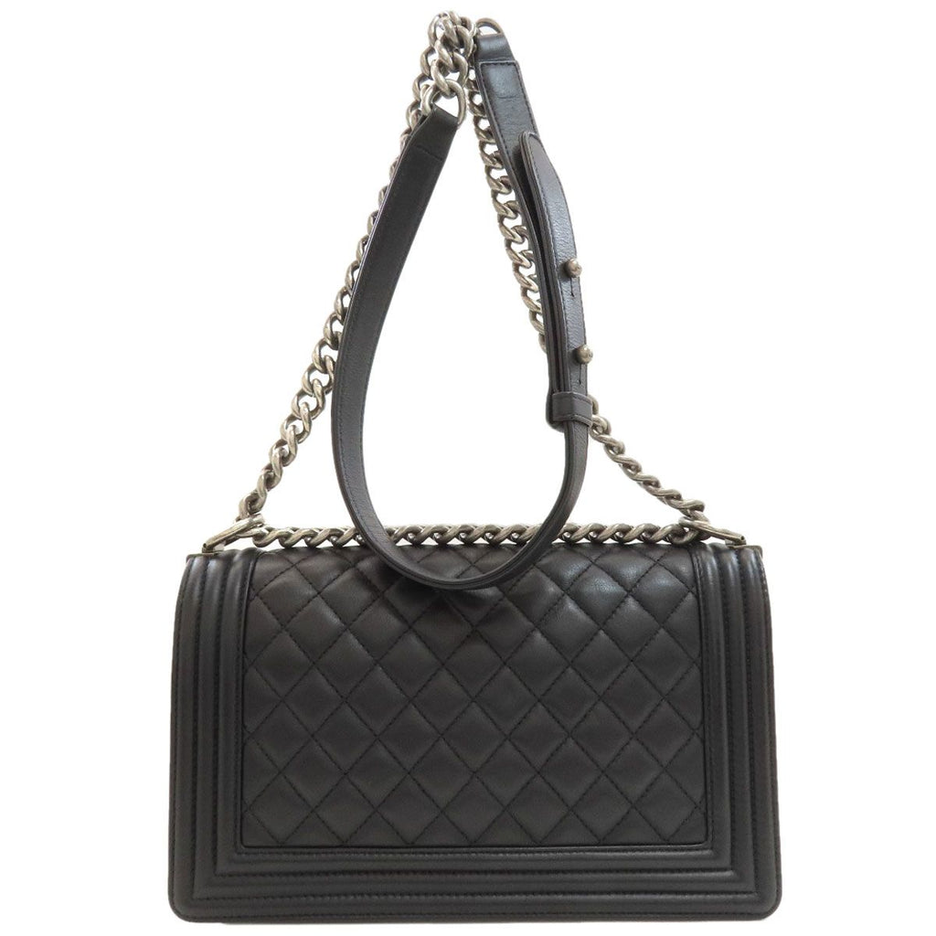 Chanel Boy Silver Shoulder Bag Calfskin — view 2