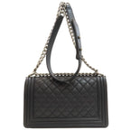 Chanel Boy Silver Shoulder Bag Calfskin — view 2