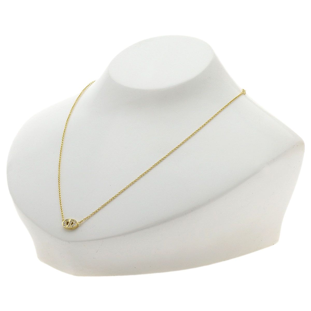 Dior CD Logo Diamond Necklace 18K Yellow Gold — view 5