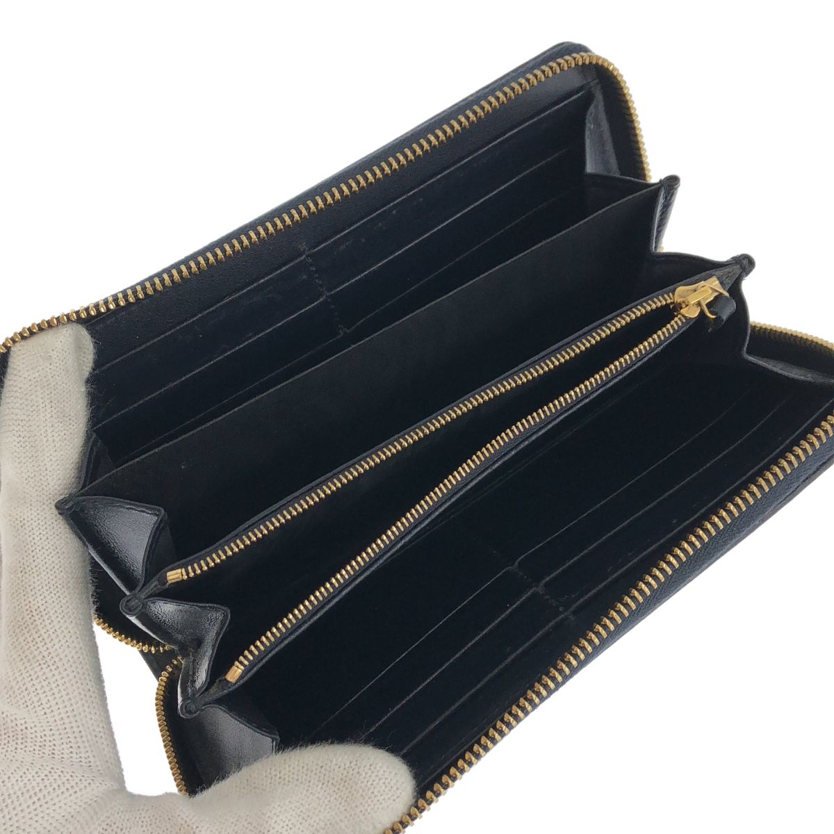 Gucci Horsebit 1955 Round Zip Wallet Beige Navy — view 3