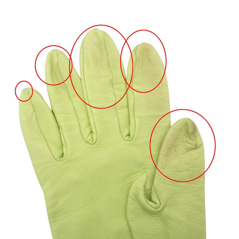 Hermes Gloves Lambskin Cutwork H Logo Perforated Light Green — view 8