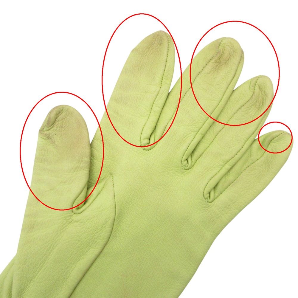 Hermes Gloves Lambskin Cutwork H Logo Perforated Light Green — view 7
