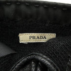 Prada Gloves Leather Nylon Triangle Logo Plate Black — view 8