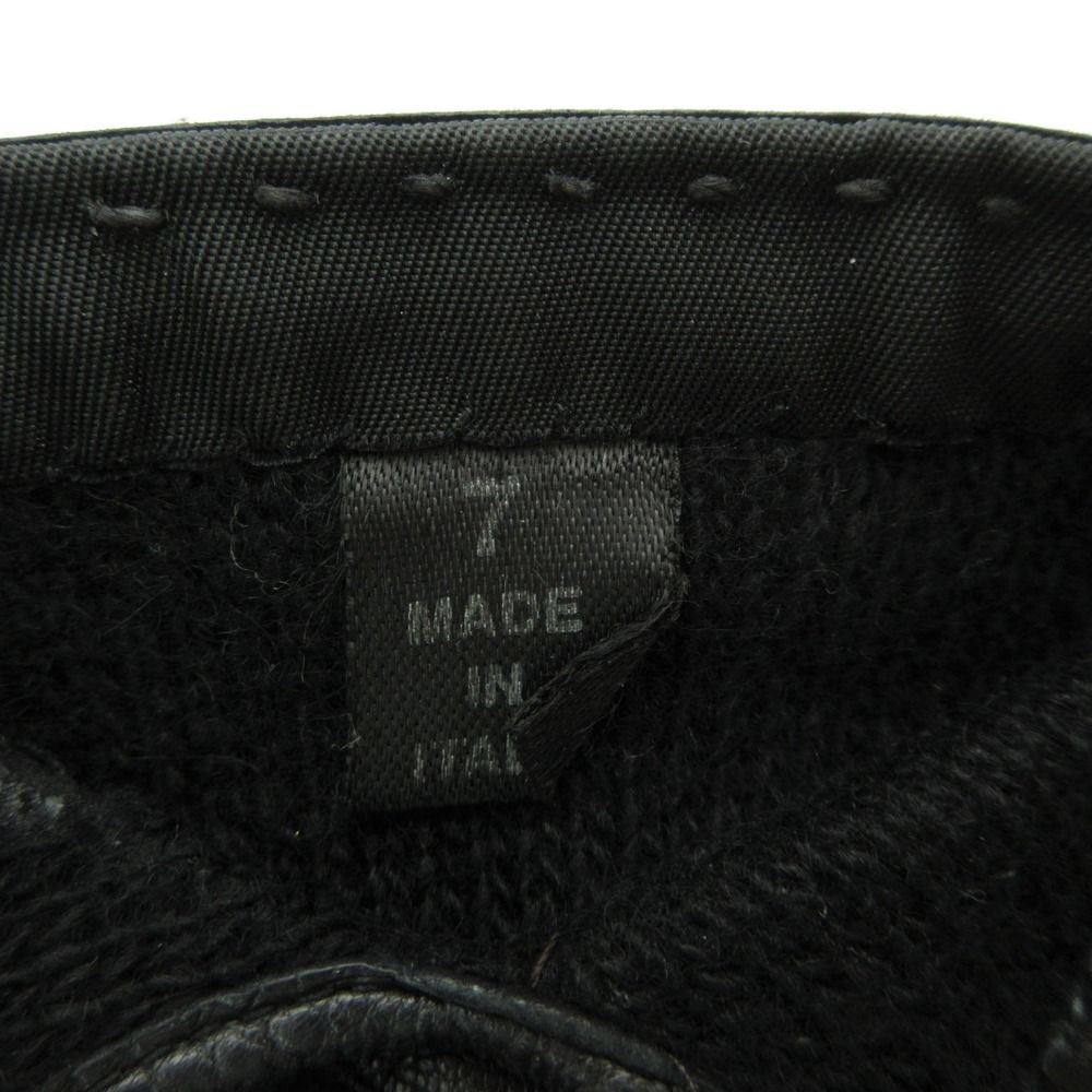 Prada Gloves Leather Nylon Triangle Logo Plate Black — view 7