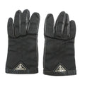 Prada Gloves Leather Nylon Triangle Logo Plate Black