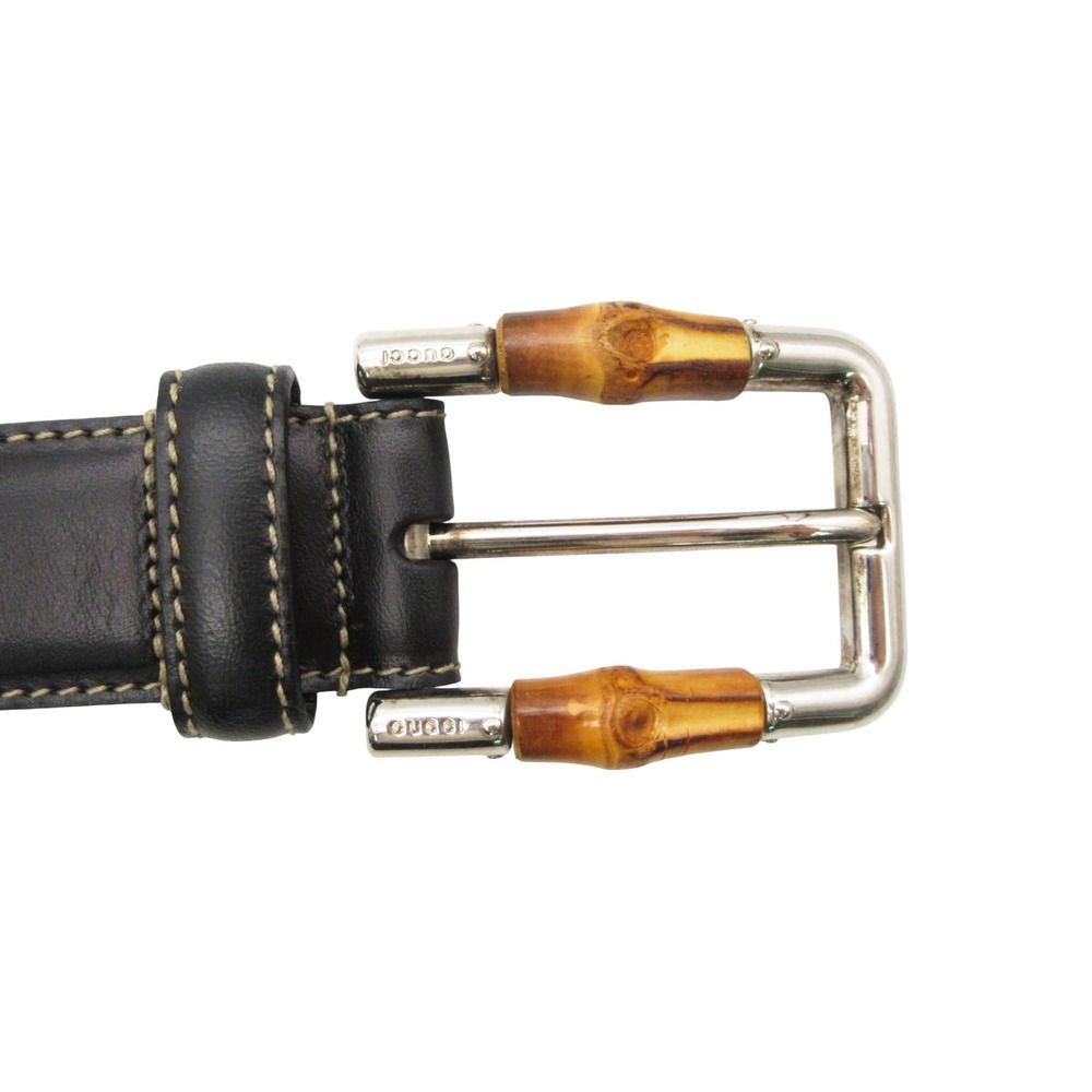 Gucci Belt Leather Logo Bamboo Black 80.32 — view 3