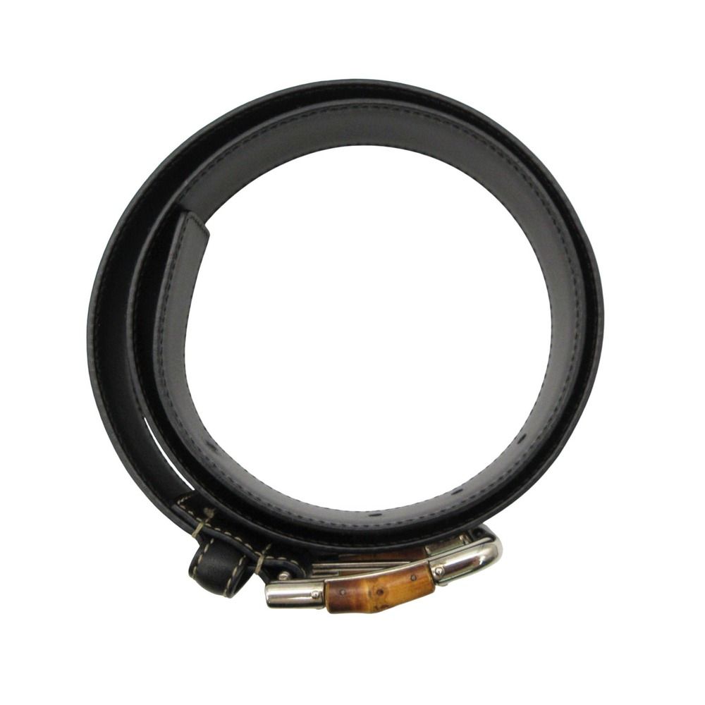 Gucci Belt Leather Logo Bamboo Black 80.32 — view 2