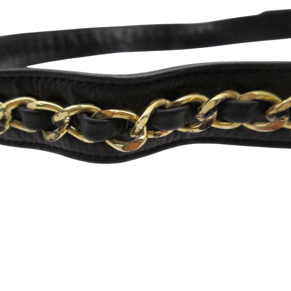 Chanel Belt Leather Gold Chain CC Logo Buckle Black 75/30 — view 5