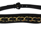 Chanel Belt Leather Gold Chain CC Logo Buckle Black 75/30 — view 4