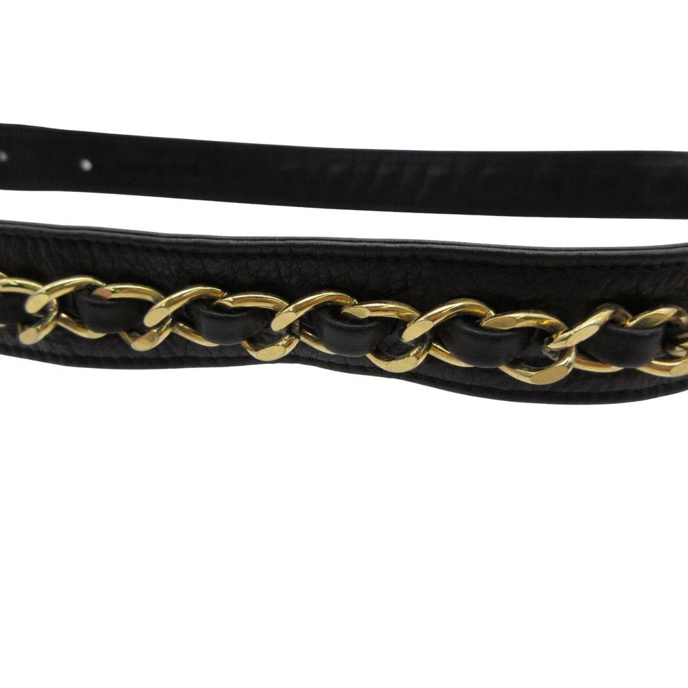 Chanel Belt Leather Gold Chain CC Logo Buckle Black 75/30 — view 3