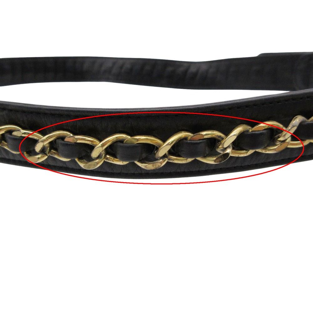 Chanel Belt Leather Gold Chain CC Logo Buckle Black 75/30 — view 6