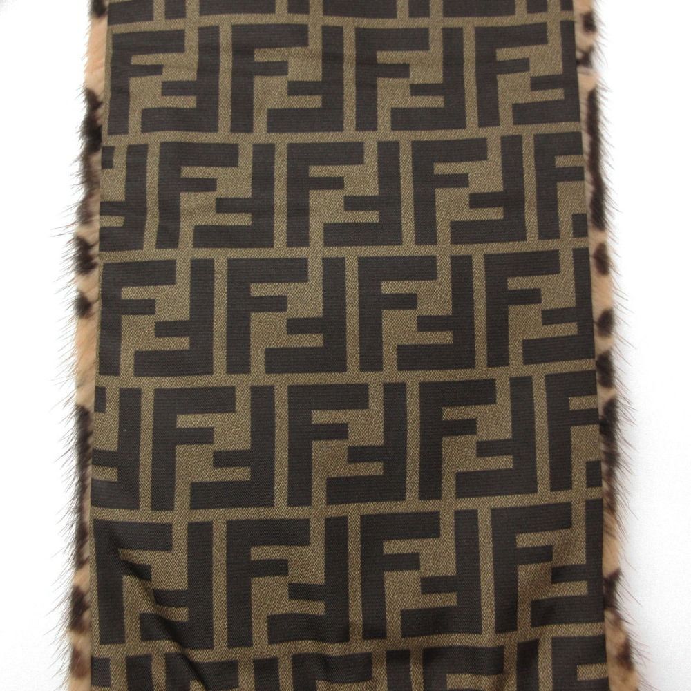 Fendi Scarf Zucca Pattern Mink Fur Brown — view 4