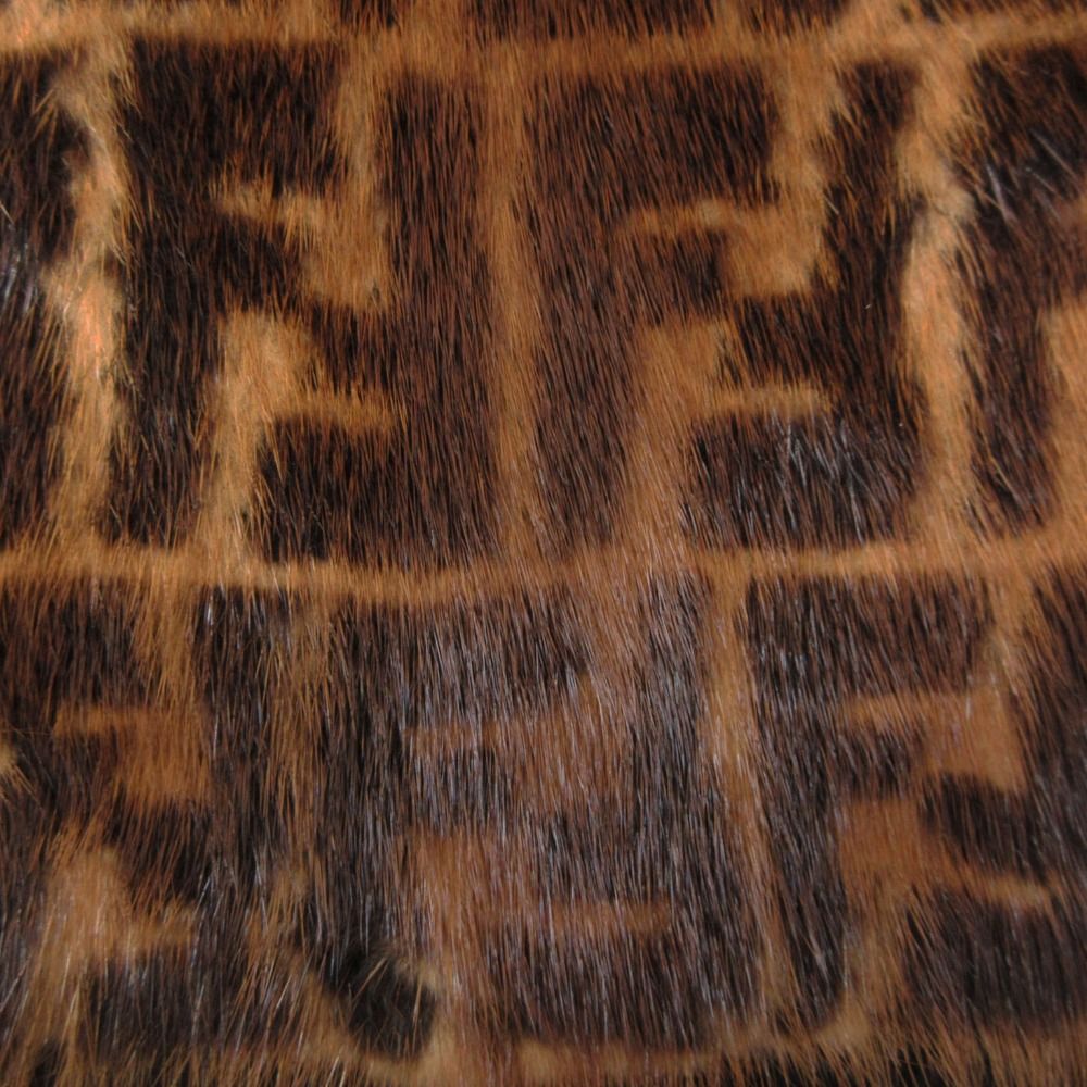 Fendi Scarf Zucca Pattern Mink Fur Brown — view 6