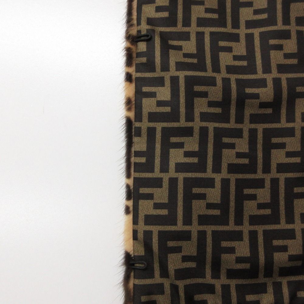 Fendi Scarf Zucca Pattern Mink Fur Brown — view 5