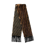 Fendi Scarf Zucca Pattern Mink Fur Brown