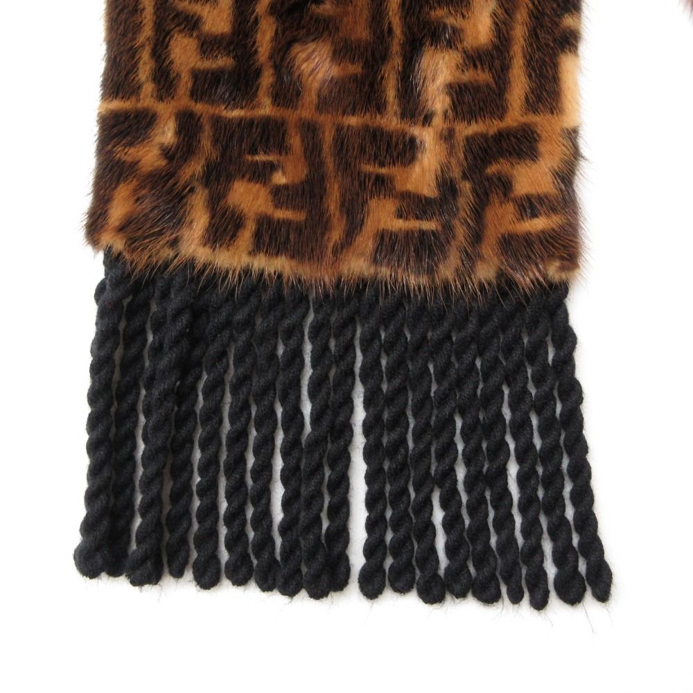 Fendi Scarf Zucca Pattern Mink Fur Brown — view 3