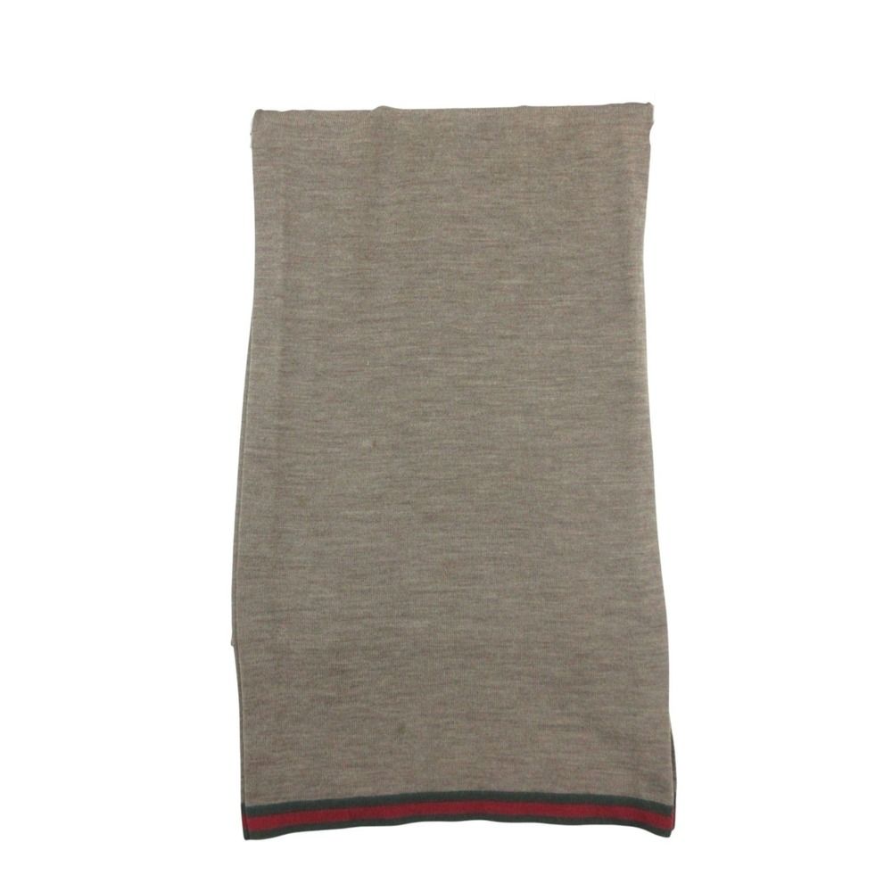 Gucci Scarf Shawl Webbing Wool Brown