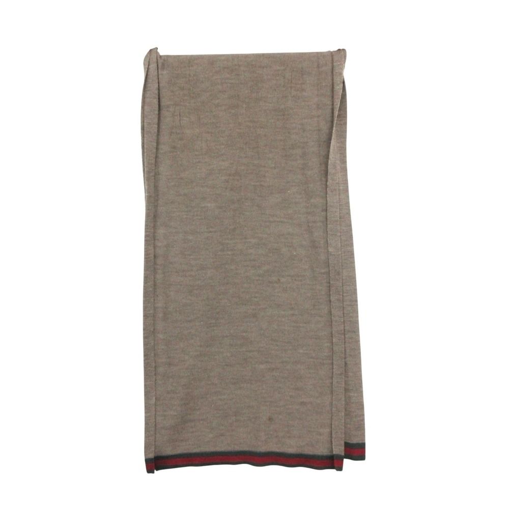 Gucci Scarf Shawl Webbing Wool Brown — view 2