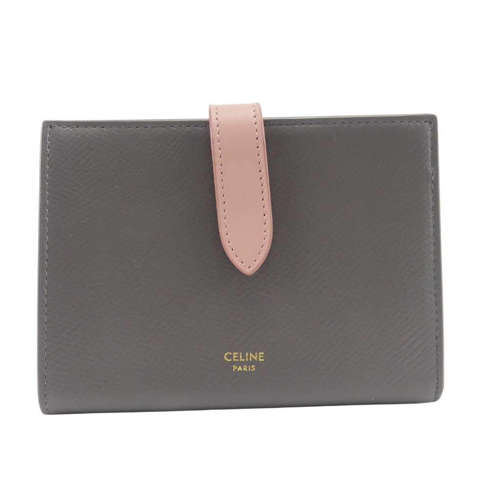 Celine Bifold Wallet Medium Strap Charcoal Tarnish Pink