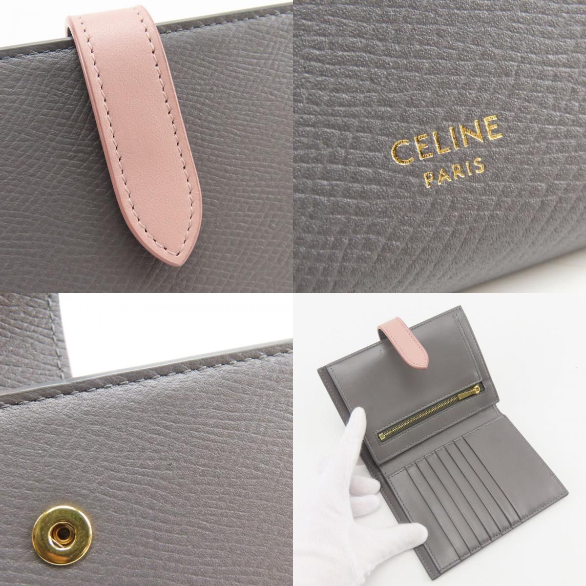 Celine Bifold Wallet Medium Strap Charcoal Tarnish Pink — view 5