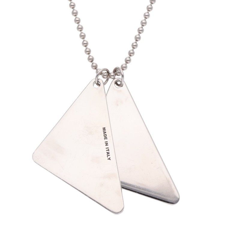 Prada Triangle Logo Metal Plate Necklace — view 3