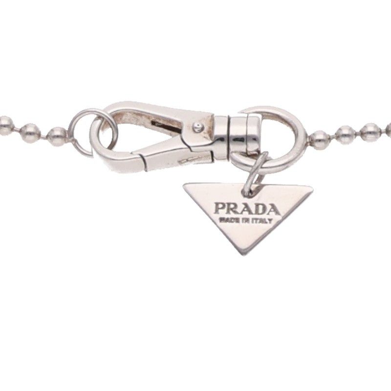 Prada Triangle Logo Metal Plate Necklace — view 5
