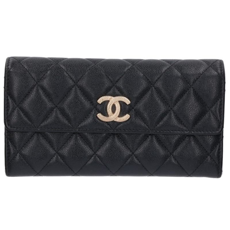 Chanel CC Logo Caviar Leather Wallet