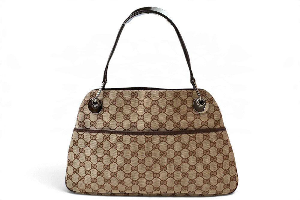 Gucci GG Canvas Tote Bag Brown Beige