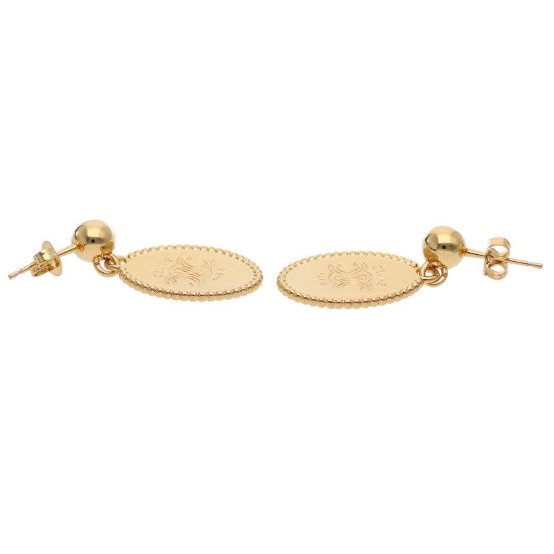 Celine Triomphe Medal Gold Finish Brass Earrings — view 3