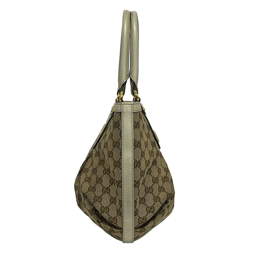 Gucci Tote Bag Scarlet Beige Dark Brown Leather — view 2