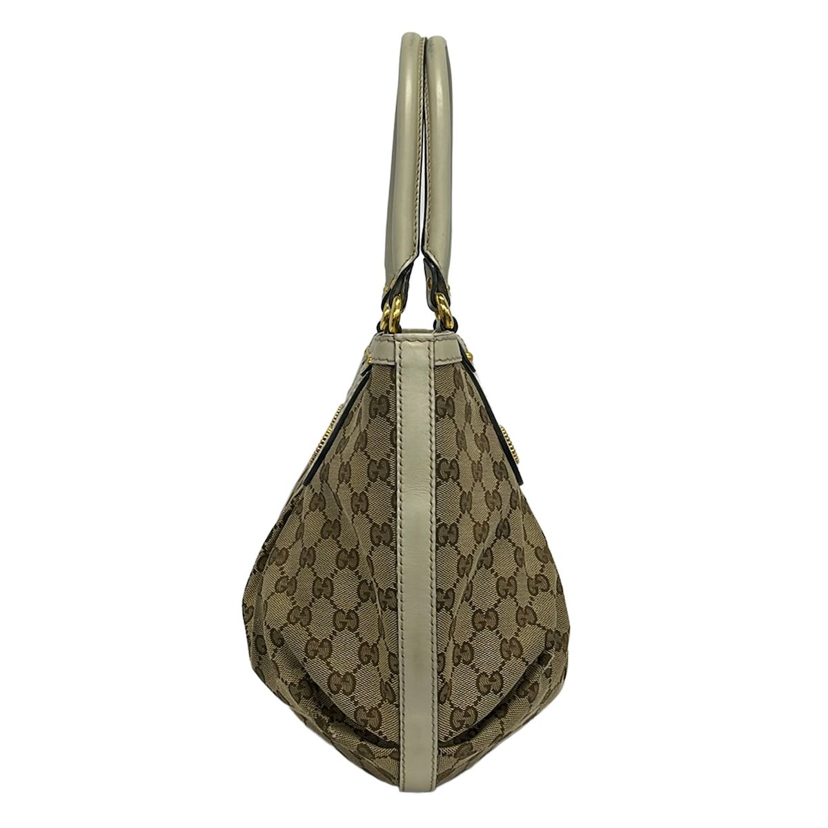 Gucci Tote Bag Scarlet Beige Dark Brown Leather — view 2