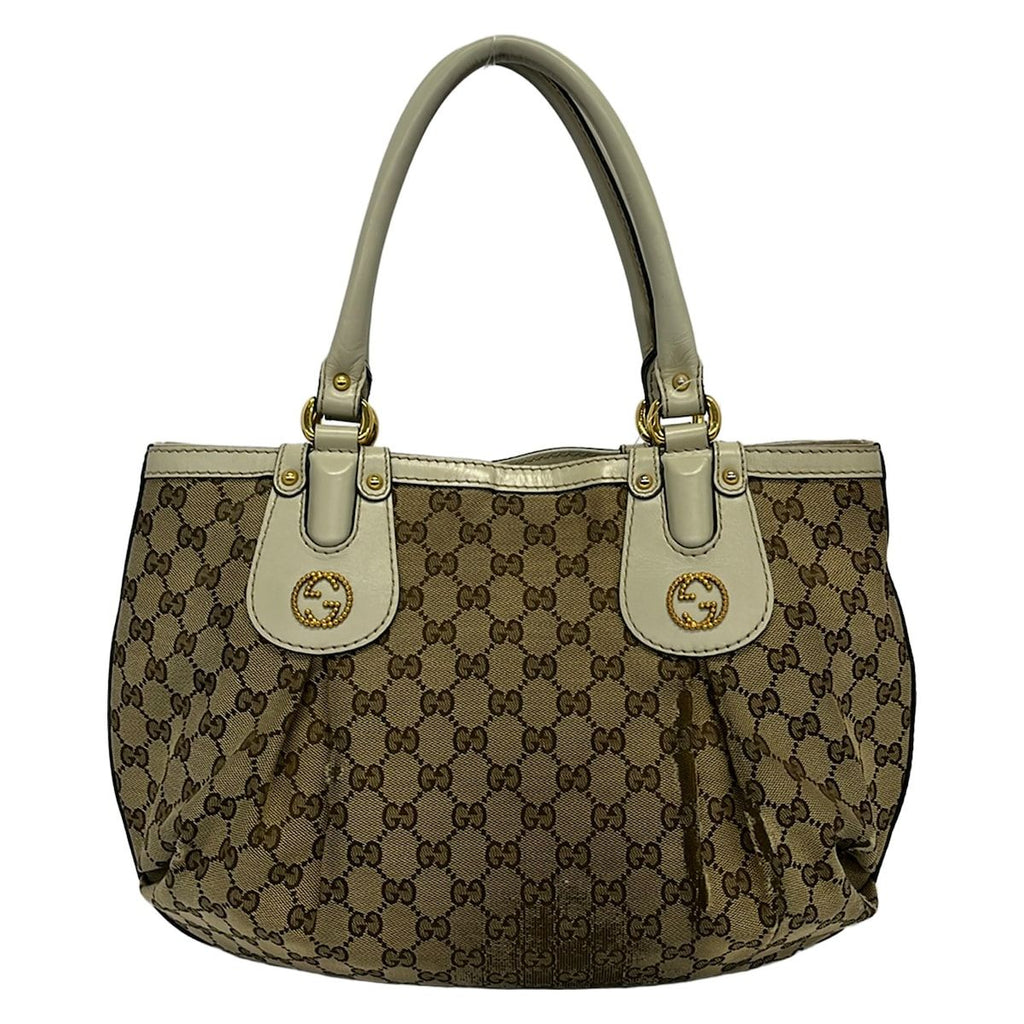 Gucci Tote Bag Scarlet Beige Dark Brown Leather — view 3